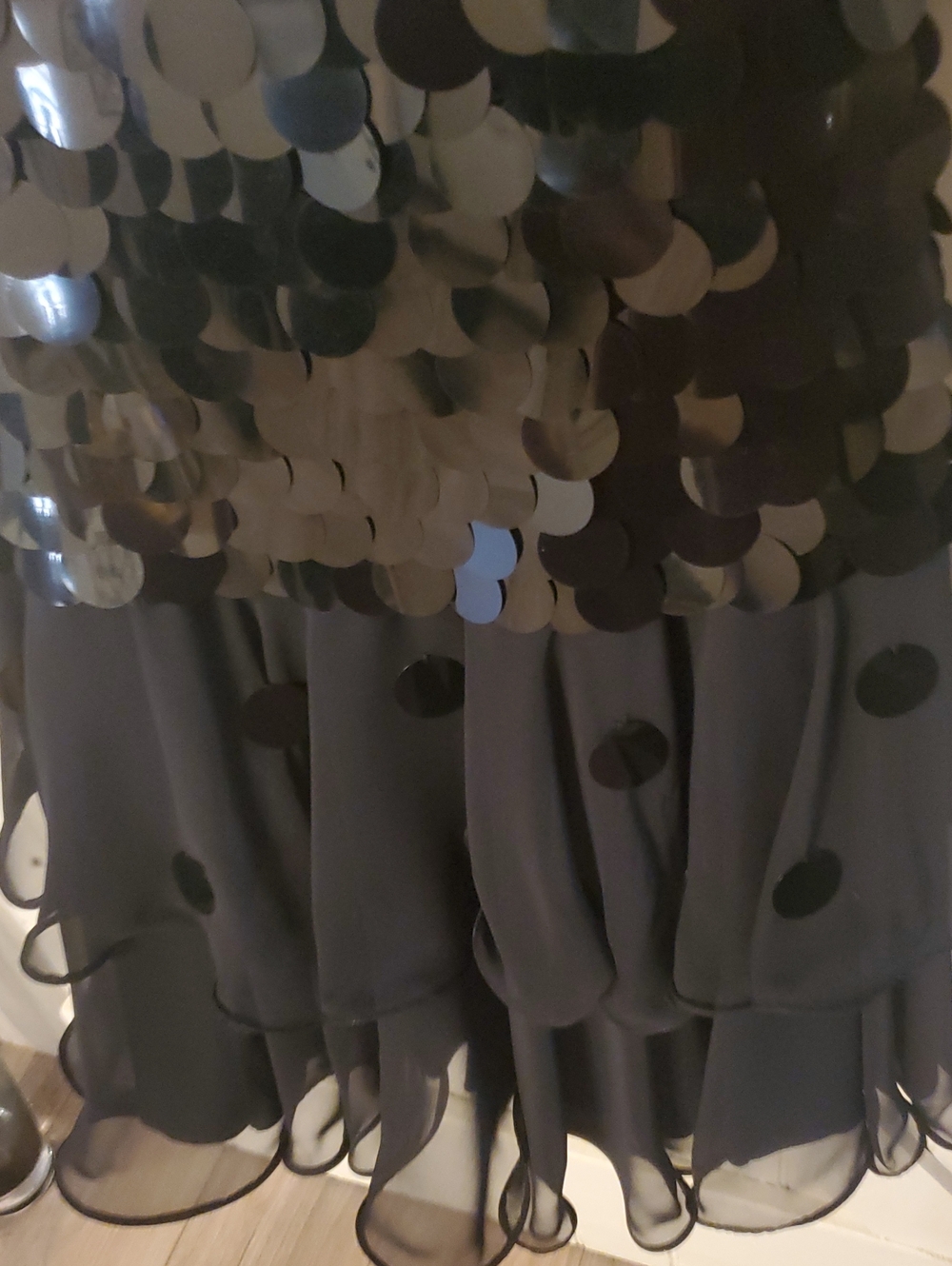 Black Sequin Tiered Evening Dress - Picture 7 of 10